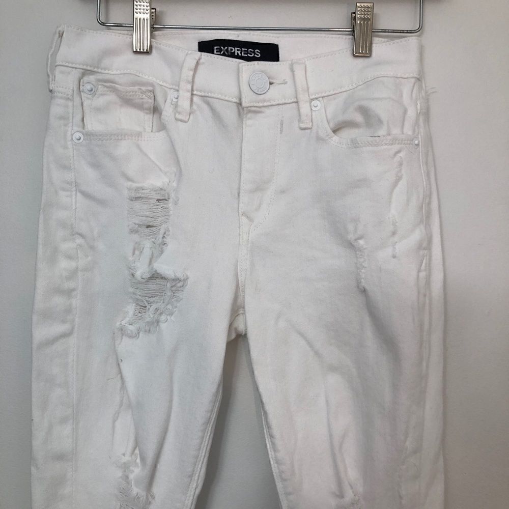 Express White Distressed Ankle Mid Rise Sz 00P